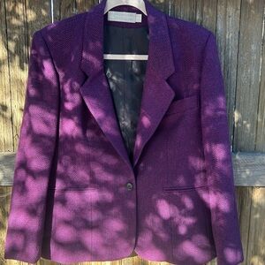 Evan Picone Purple Textured Single-Button Blazer